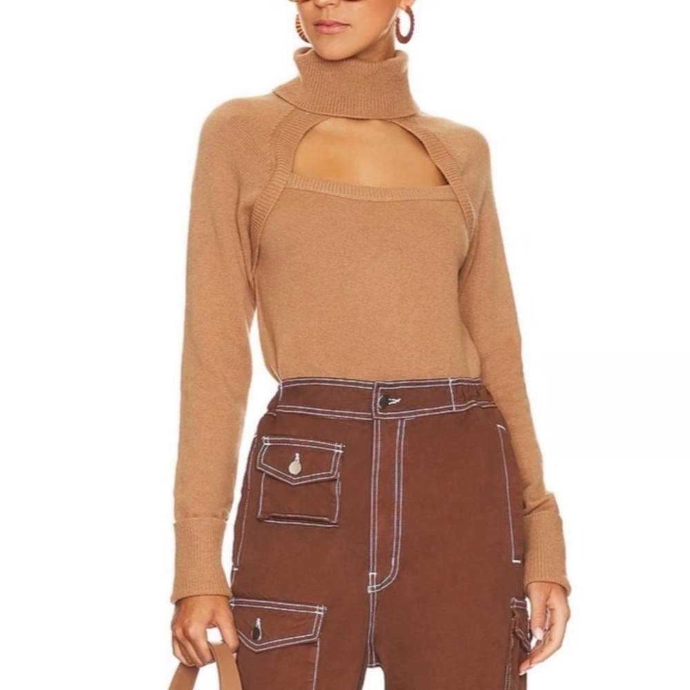 PAIGE Women's Tan Turtleneck Sweater